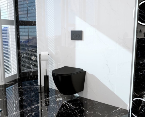 Lavita SINTO BLACK Tornado 2.0 fali wc csésze Soft Close ülőkével, matt fekete 5900378345282
