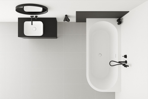 Inspiro Design Calenzia Corner 170x80 cm balos szabadon álló sarokkád, fehér CAS170x75x59B