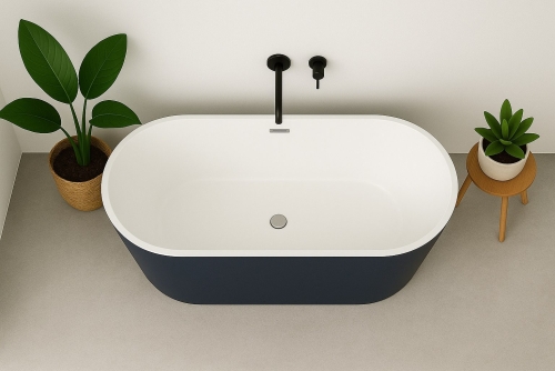 Inspiro Design Milazzo Azzurro szabadonálló kád 170x80 cm, navy kék/fehér