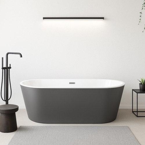 Inspiro Design Milazzo Grigio szabadonálló kád 170x80 cm, szürke/fehér