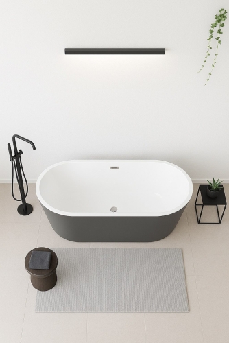 Inspiro Design Milazzo Grigio szabadonálló kád 170x80 cm, szürke/fehér