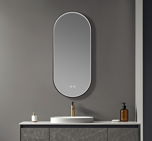 Inspiro Design Gemma Smart Black 40x90 cm fürdőszobai tükör LED keretvilágítással TGEB-40x90