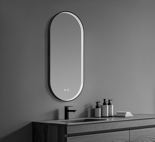 Inspiro Design Gemma Smart Black 40x90 cm fürdőszobai tükör LED keretvilágítással TGEB-40x90