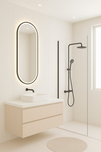 Inspiro Design Gemma Smart Black 40x90 cm fürdőszobai tükör LED keretvilágítással TGEB-40x90