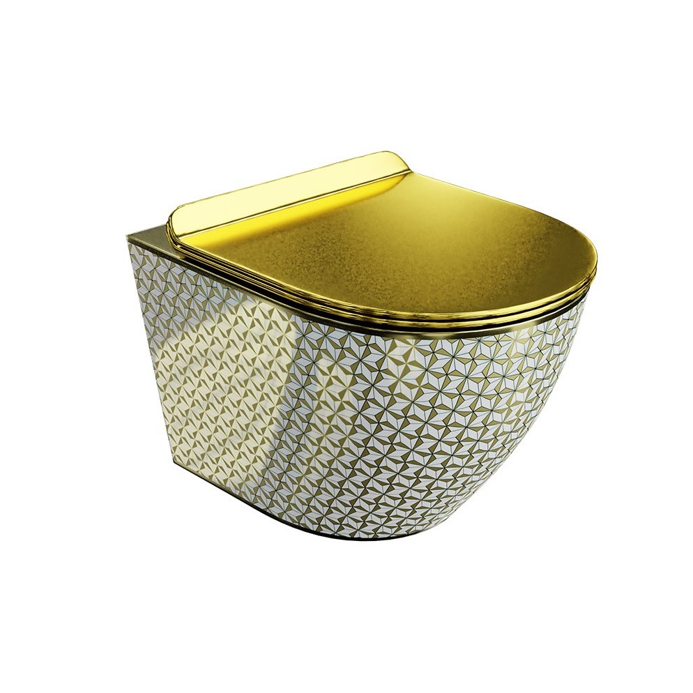 Lavita SOFI SLIM Golden Never Die fali wc Soft Close ülőkével, arany mintával 5900378326533