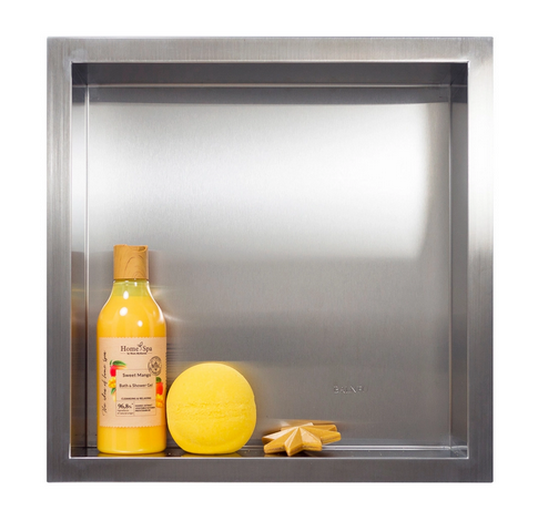 Balneo Wall Box One Inox falba süllyesztett polc gallérral 30x30x7 cm, szálcsiszolt rozsdamentes acél 5903943983001 (OB-IN1)