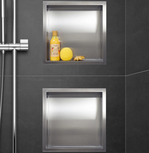 Balneo Wall Box One Inox falba süllyesztett polc gallérral 30x30x7 cm, szálcsiszolt rozsdamentes acél 5903943983001 (OB-IN1)