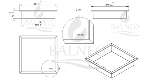 Balneo Wall Box One Inox falba süllyesztett polc gallérral 30x30x7 cm, matt fekete 5903943983254 (OB-BL1)