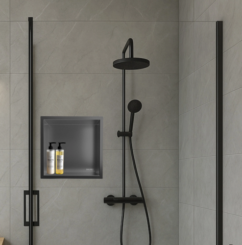 Balneo Wall Box One Inox falba süllyesztett polc gallérral 30x30x7 cm, gun metál 5906792482244 (B0101060304-2)