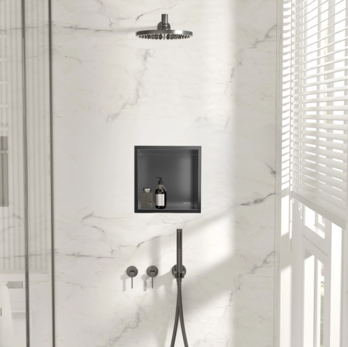 Balneo Wall Box One Inox falba süllyesztett polc gallérral 30x30x7 cm, gun metál 5906792482244 (B0101060304-2)