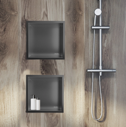 Balneo Wall Box One Inox falba süllyesztett polc gallérral 30x30x7 cm, gun metál 5906792482244 (B0101060304-2)