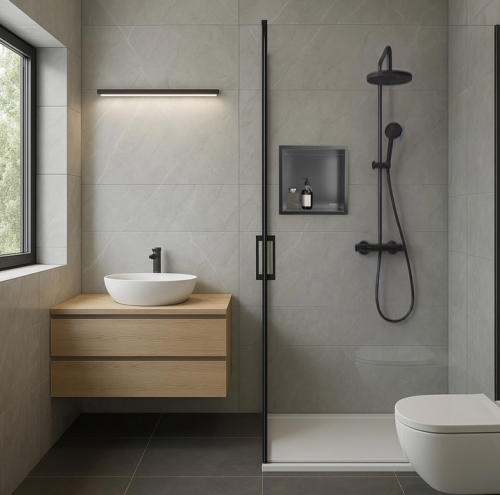 Balneo Wall Box One Inox falba süllyesztett polc gallérral 30x30x7 cm, gun metál 5906792482244 (B0101060304-2)