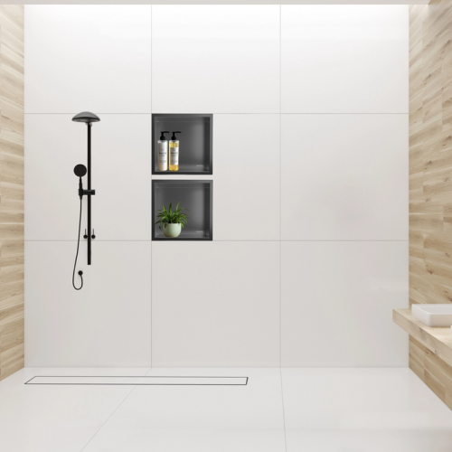 Balneo Wall Box One Inox falba süllyesztett polc gallérral 30x30x7 cm, gun metál 5906792482244 (B0101060304-2)
