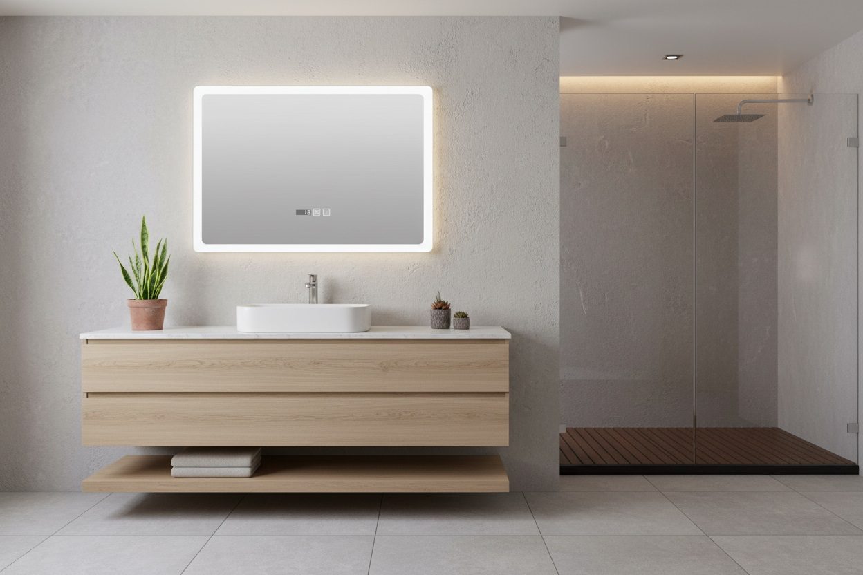 Inspiro Design Biscano Smart 80x70 cm fürdőszobai tükör LED keretvilágítással TBI-80x70