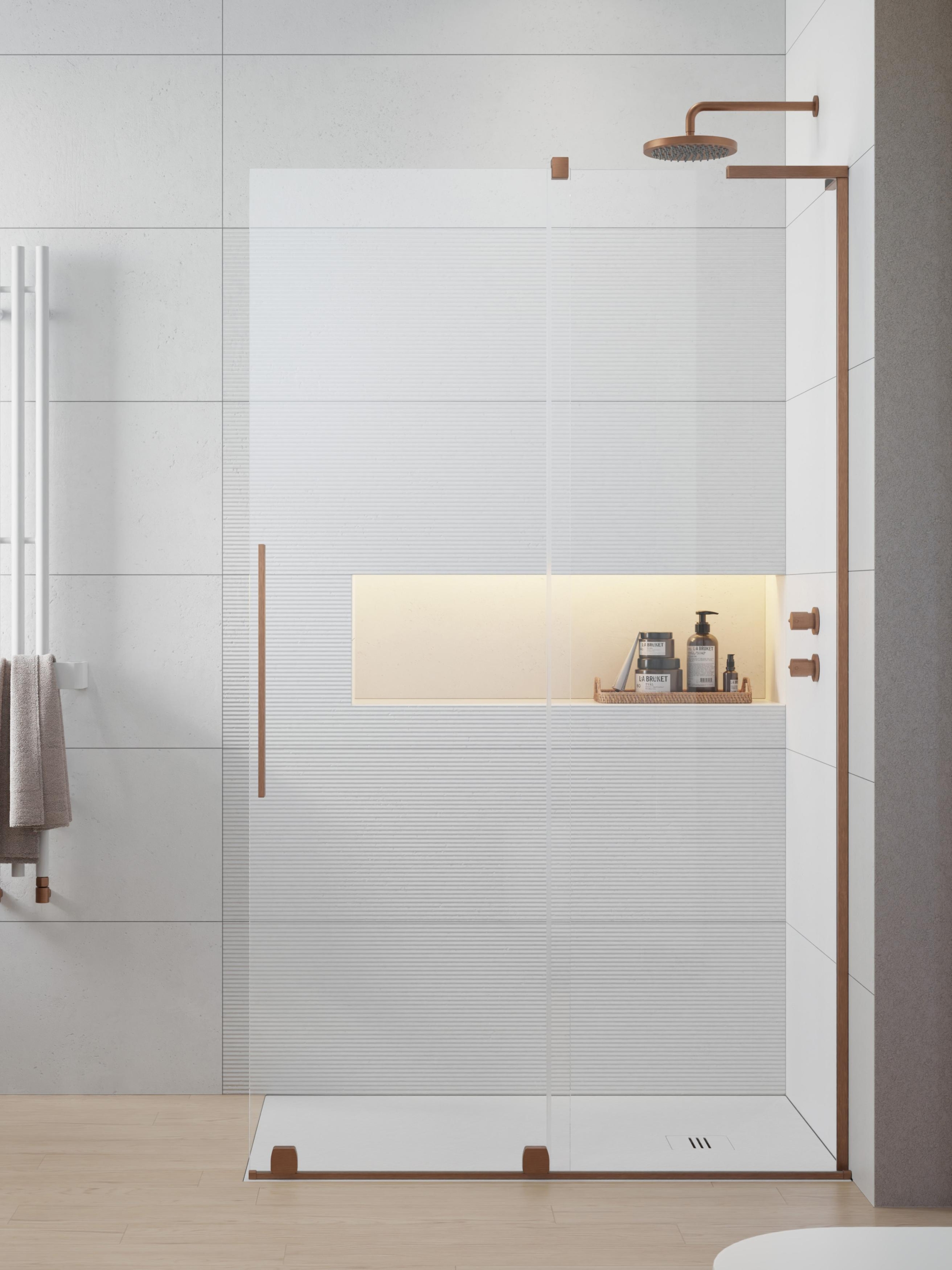 Radaway Furo SL Brushed Copper 120 cm jobbos Walk-in zuhanyfal, szálcsiszolt réz 10306638-93-01R, 10110594-01-01