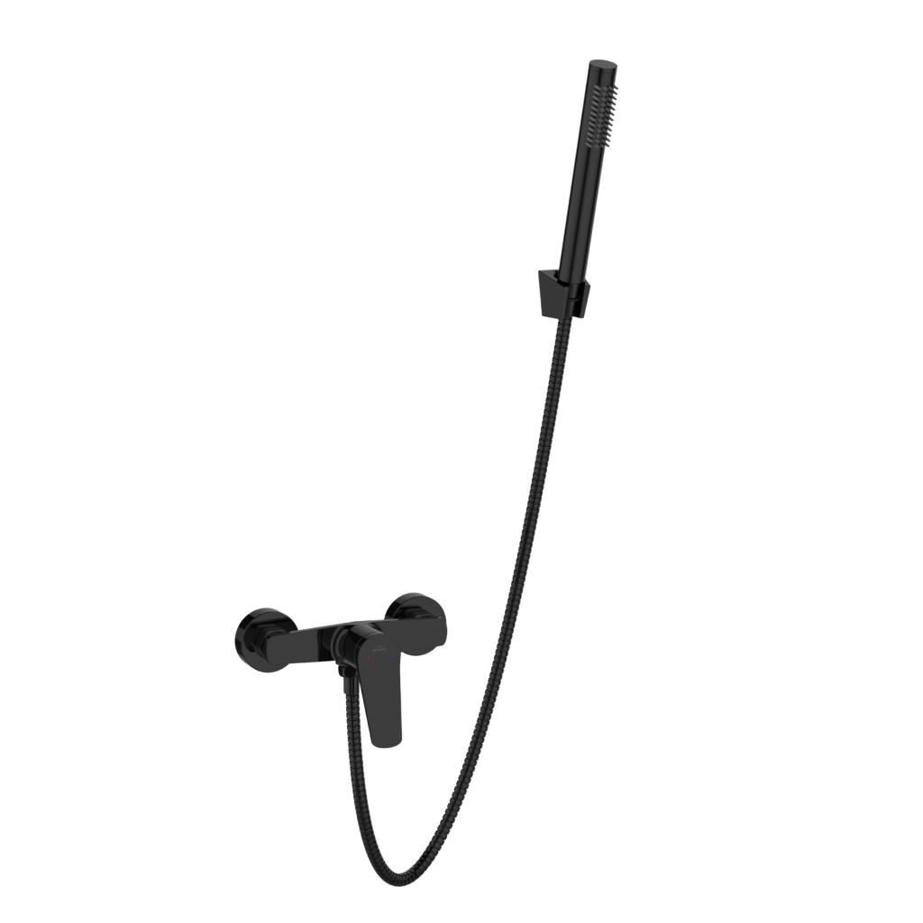Invena ALONIA zuhanycsaptelep zuhanyszettel, fényes fekete BN-70-004-V