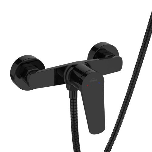 Invena ALONIA zuhanycsaptelep zuhanyszettel, fényes fekete BN-70-004-V