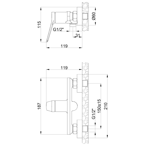 Invena ALONIA zuhanycsaptelep zuhanyszettel, szálcsiszolt arany BN-70-009-V