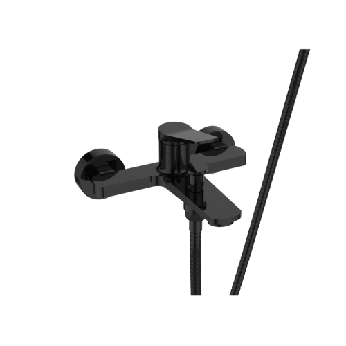 Invena ALONIA kádtöltő csaptelep zuhanyszettel, fényes fekete BW-70-004-V