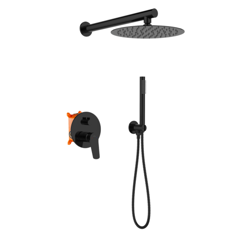 Invena ALONIA falsík alatti zuhanyszett, fényes fekete BS-70-004-V