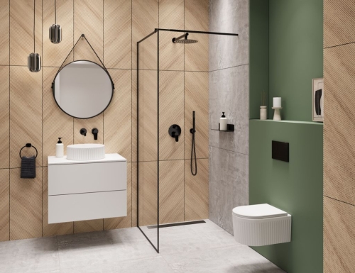 Invena ALONIA falsík alatti zuhanyszett, fényes fekete BS-70-004-V