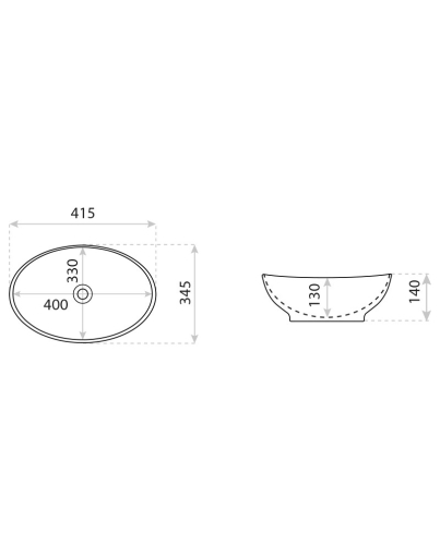 Lavita Zefir pultra ültethető mosdó 41,5x34,5 cm, fényes fekete 5900378357889
