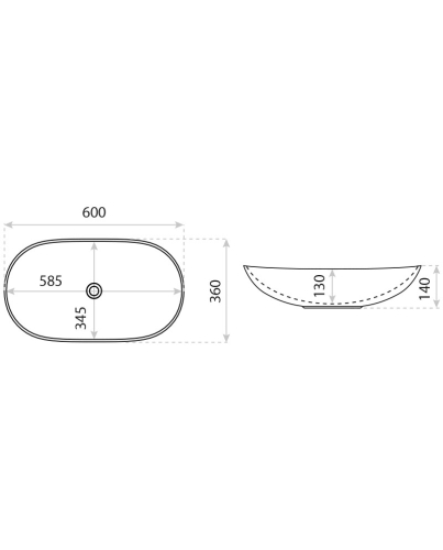 Lavita Nike pultra ültethető mosdó 60x36 cm, fehér arany csíkkal 5900378357940