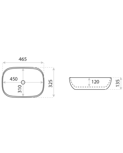 Lavita Elpis pultra ültethető mosdó 46,5x32,5 cm 5900378357902