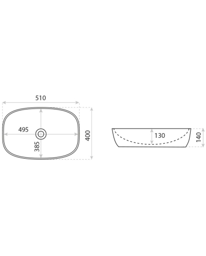 Lavita Lyssa pultra ültethető mosdó 51x40 cm 5900378357957