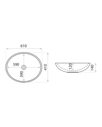 Lavita Vermont pultra ültethető mosdó 61x41 cm 5900378335382