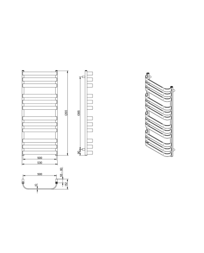 Lavita Scala fürdőszoba radiátor 1265x530 mm, szürke 5904194693268