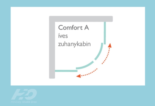 H2O Comfort Black A 80x80 cm íves zuhanykabin, fekete 10228080-54-01 (19671)