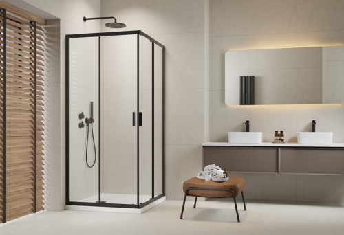 H2O Comfort Black C 90x90 cm szögletes zuhanykabin, fekete 10239090-54-01 (19674)