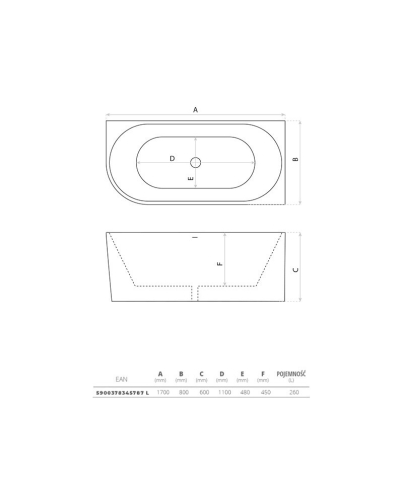 Lavita Caldera szabadonálló kád sarokba 170x80 cm jobbos, fehér 5900378345787