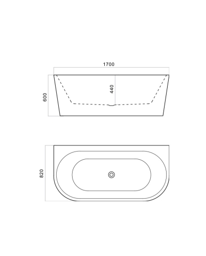 Lavita Caldera 2.0 szabadonálló kád falhoz 170x82 cm, fehér 5900378335641