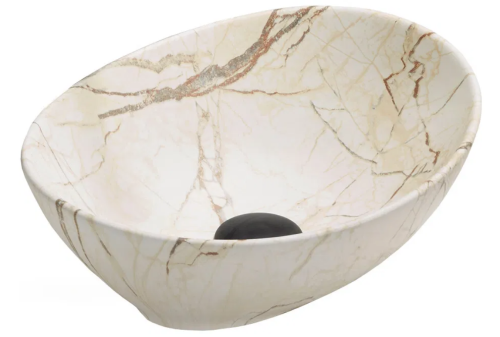 Mexen Elza pultra ültethető mosdó 40x33 cm, márványmintás bézs 21014095