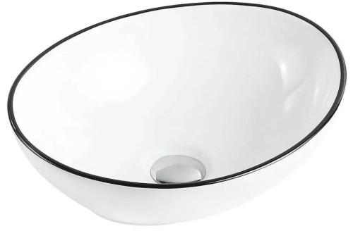 Mexen Elza pultra ültethető mosdó 40x33 cm, fehér/fekete szegély 21014007