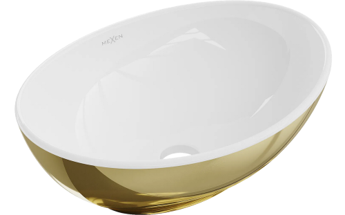 Mexen Elza pultra ültethető mosdó 40x33 cm, arany/fehér 21014006
