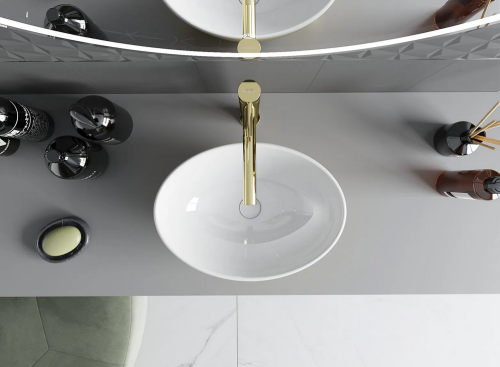 Mexen Elza pultra ültethető mosdó 40x33 cm, arany/fehér 21014006