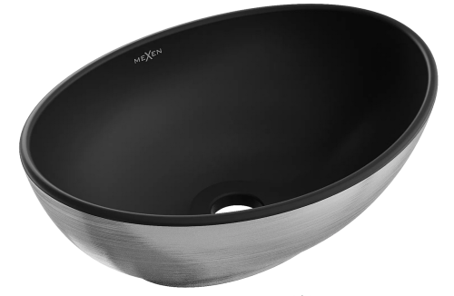 Mexen Elza pultra ültethető mosdó 40x33 cm, ezüst/fekete 21014023