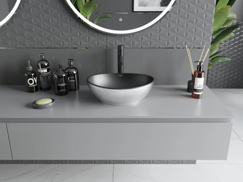 Mexen Elza pultra ültethető mosdó 40x33 cm, ezüst/fekete 21014023