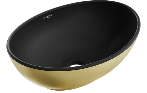 Mexen Elza pultra ültethető mosdó 40x33 cm, arany/fekete 21014026
