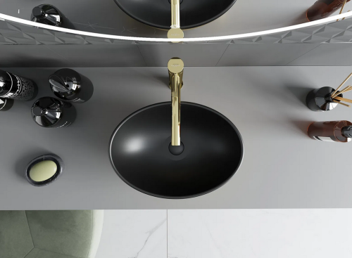 Mexen Elza pultra ültethető mosdó 40x33 cm, arany/fekete 21014026