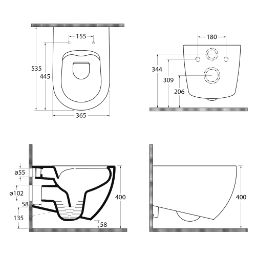 Sapho ISVEA INFINITY RIMLESS fali WC, 36,5x53cm, terracotta 10NF02005-2U