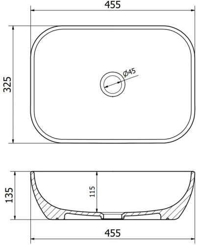 Mexen Rita pultra ültethető mosdó 45x32 cm, fehér 21084500