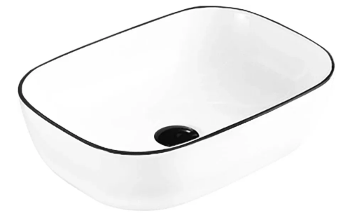 Mexen Rita pultra ültethető mosdó 45x32 cm, fehér/fekete perem 21084507