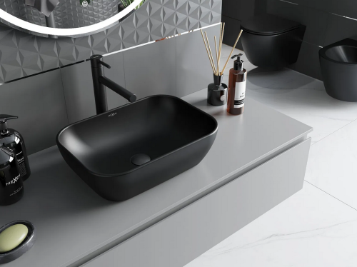 Mexen Rita pultra ültethető mosdó 45x32 cm matt fekete 21084585