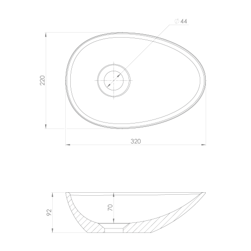 Sapho KEA 32x22 cm pultra ültethető öntöttmárvány mosdó, fehér KE320