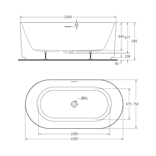 Wellis Pireas 150x75 cm szabadon álló akril kád, bambusz zöld WK00216