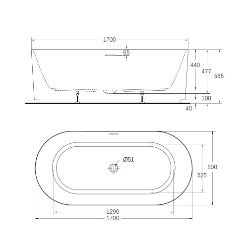 Wellis Pireas 170x80 cm szabadon álló akril kád, fehér WK00217